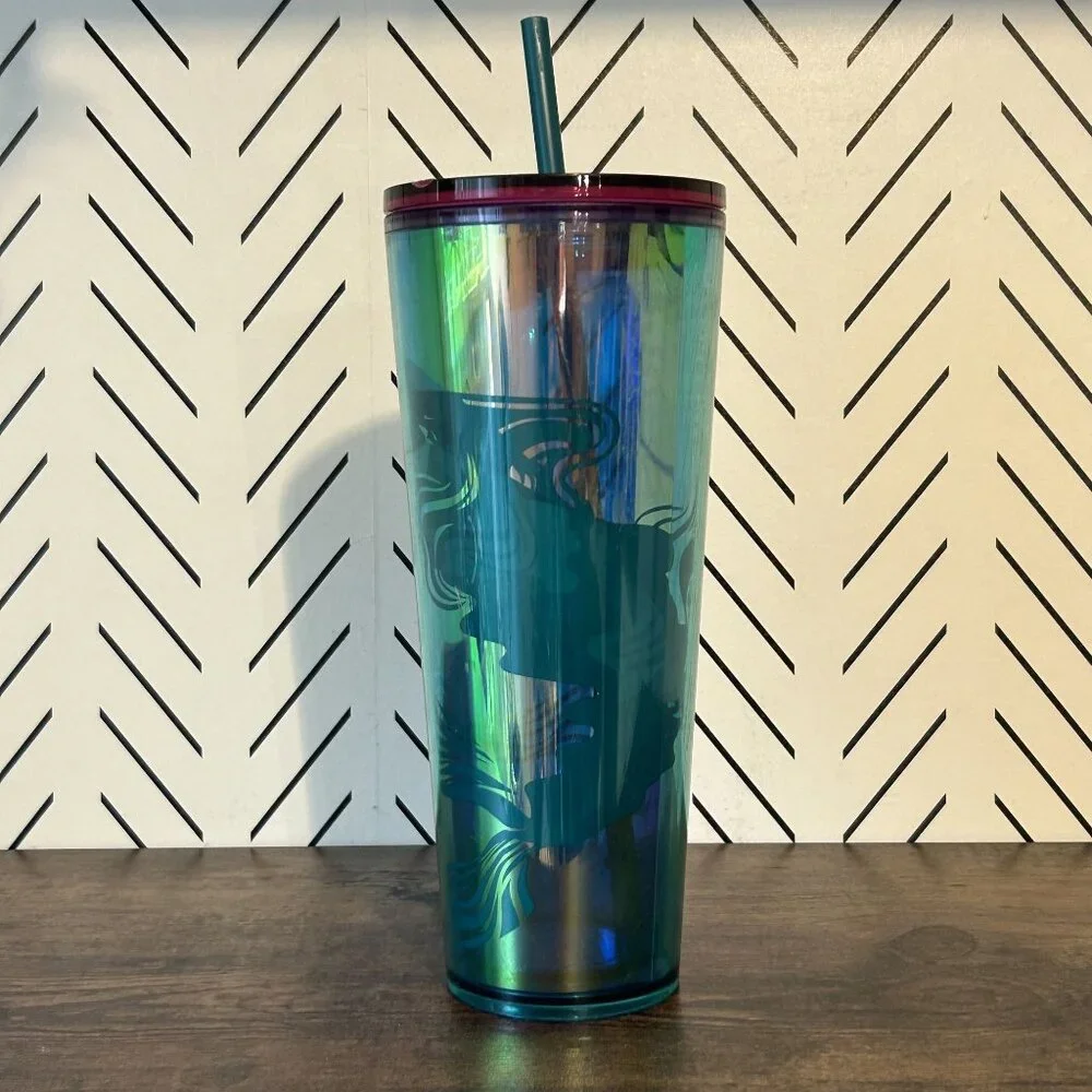 Starbucks 2023 Holographic Teal Glacier Oil Slick Siren Mermaid Cup Cold Tumbler